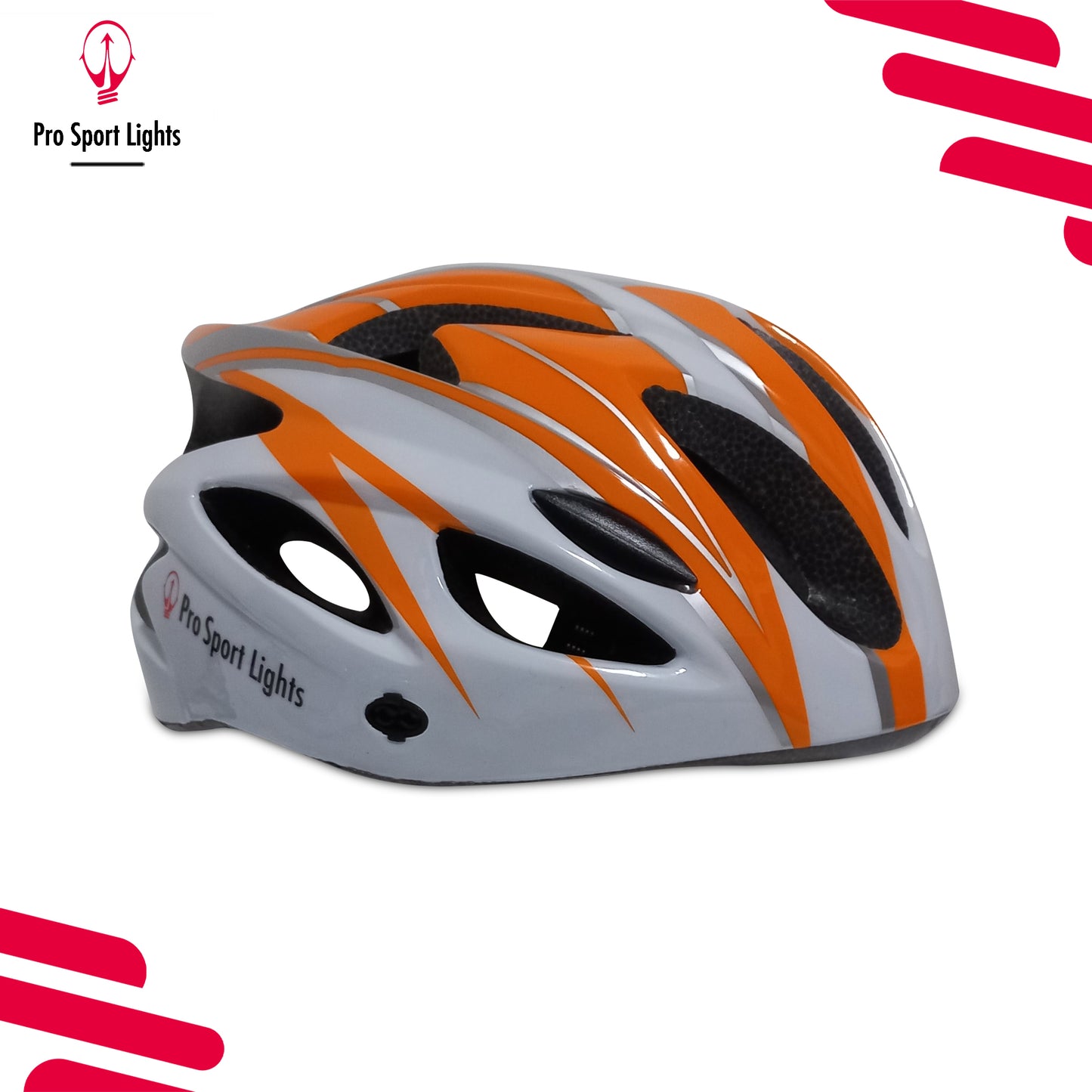Fietshelm Pro Sport Lights Dames/Heren - Wit/Oranje Medium/Large