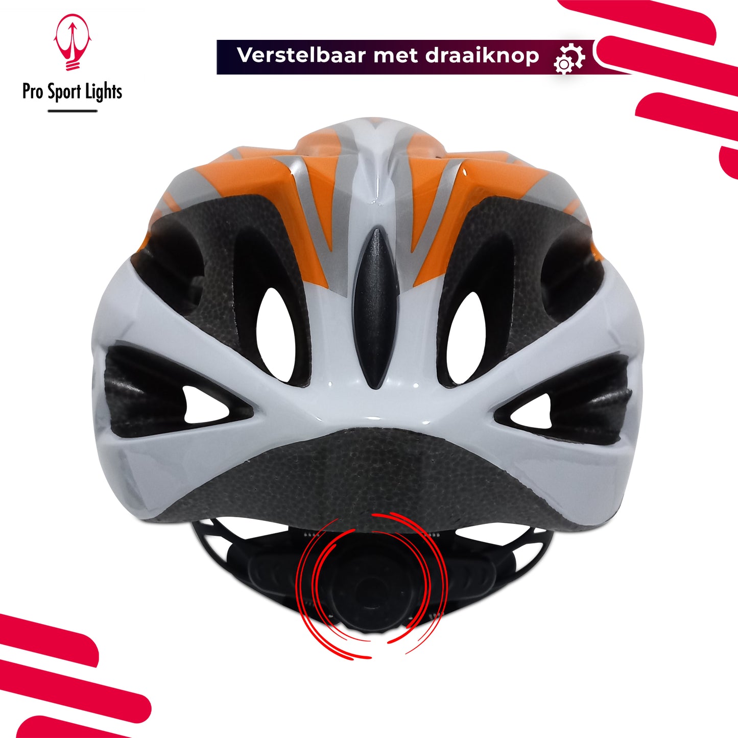 Fietshelm Pro Sport Lights Dames/Heren - Wit/Oranje Medium/Large