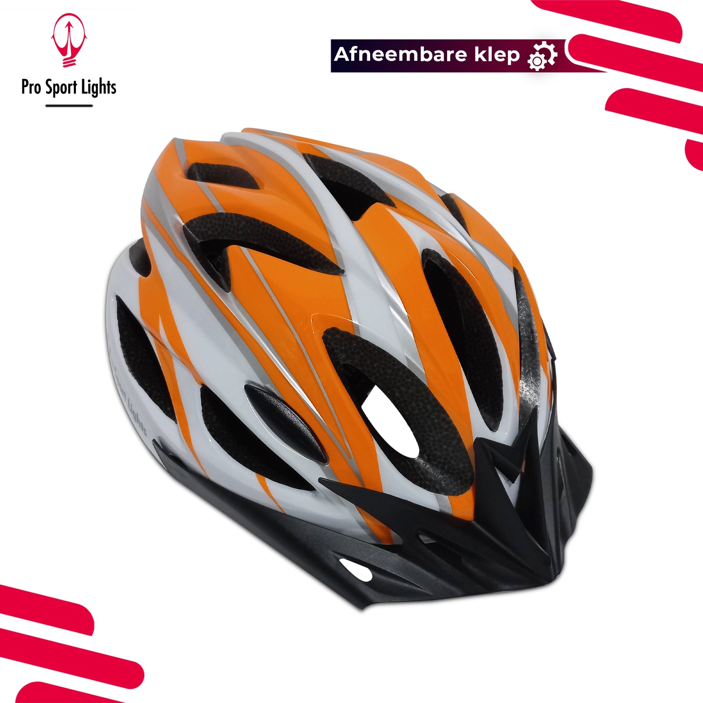 Fietshelm Pro Sport Lights Dames/Heren - Wit/Oranje Medium/Large