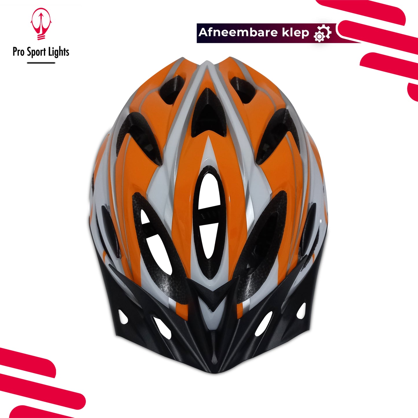 Fietshelm Pro Sport Lights Dames/Heren - Wit/Oranje Medium/Large
