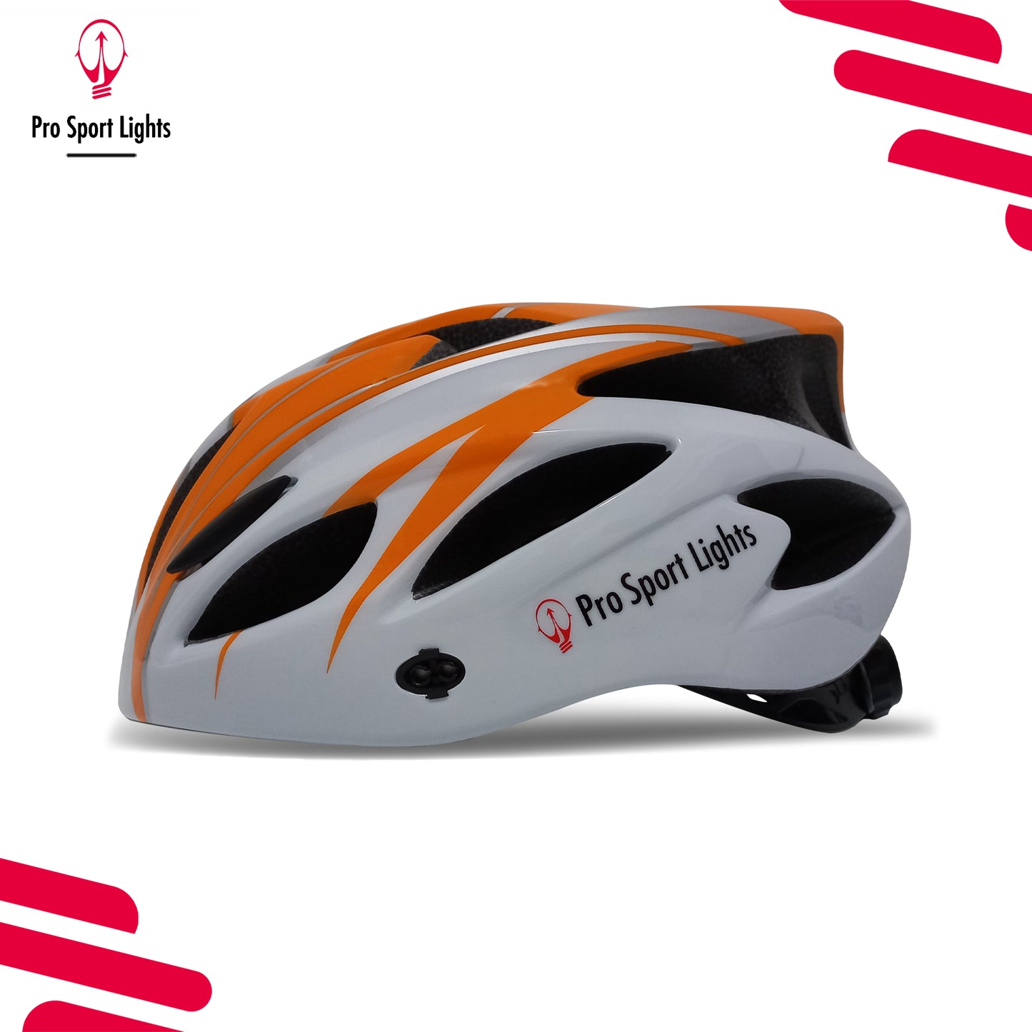 Fietshelm Pro Sport Lights Dames/Heren - Wit/Oranje Medium/Large