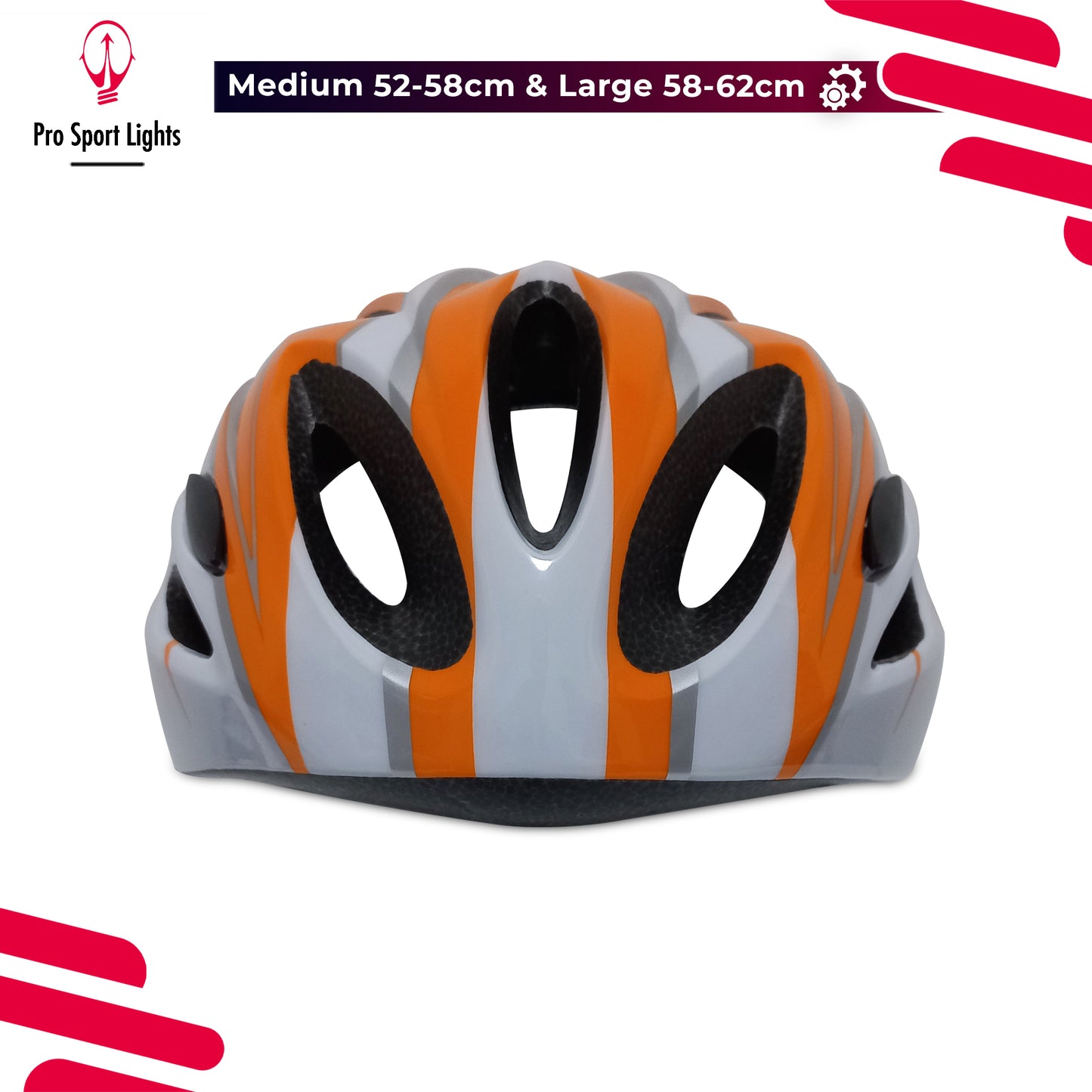 Fietshelm Pro Sport Lights Dames/Heren - Wit/Oranje Medium/Large