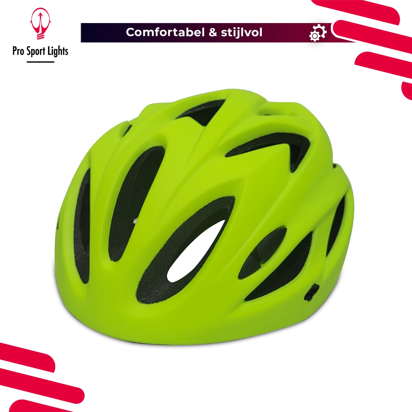 Fietshelm Pro Sport Lights Heren/Dames Flashy Geel/Groen