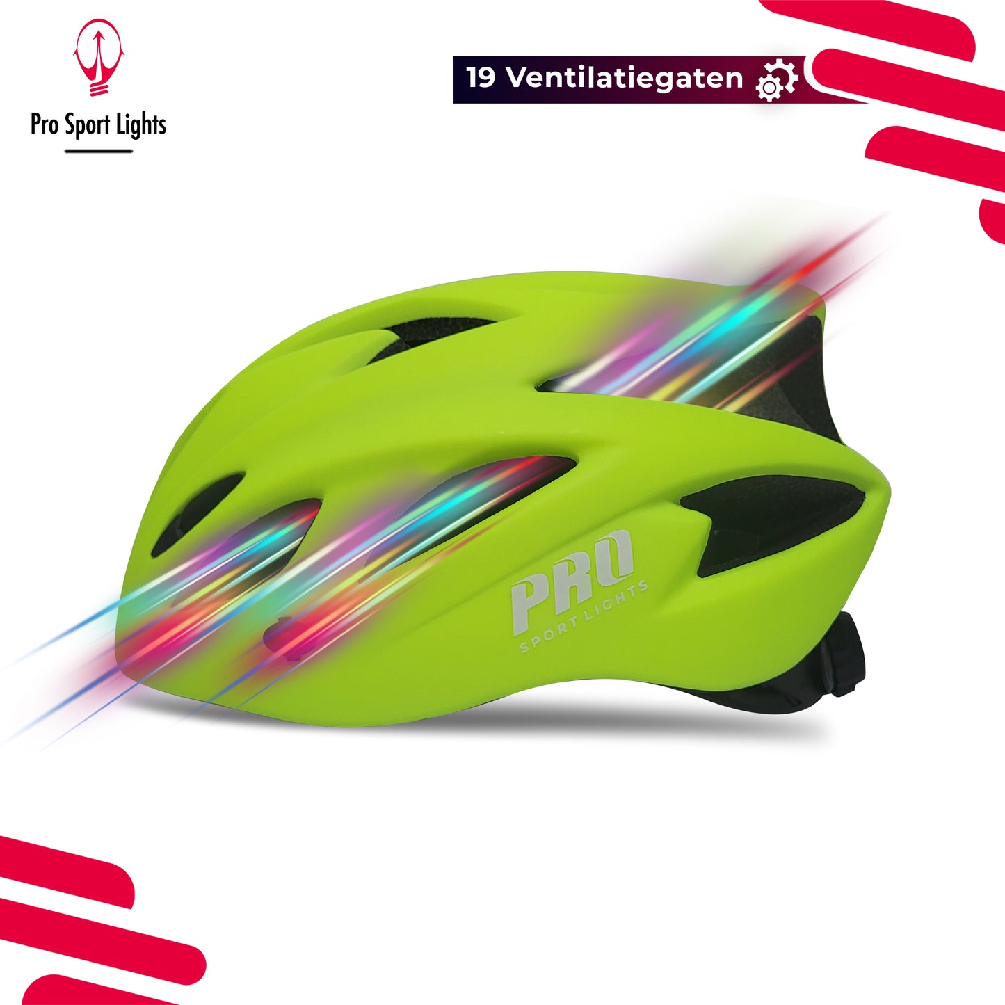 Fietshelm Pro Sport Lights Heren/Dames Flashy Geel/Groen