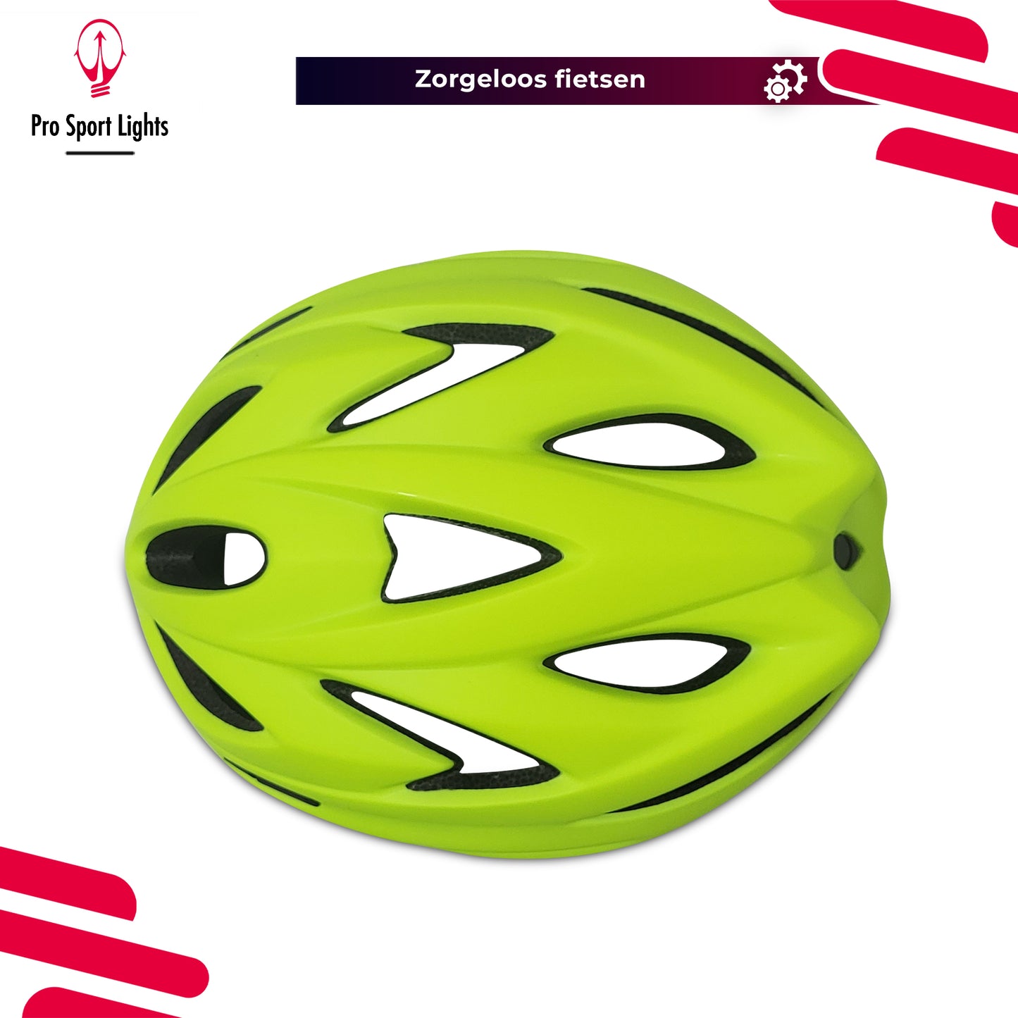 Fietshelm Pro Sport Lights Heren/Dames Flashy Geel/Groen