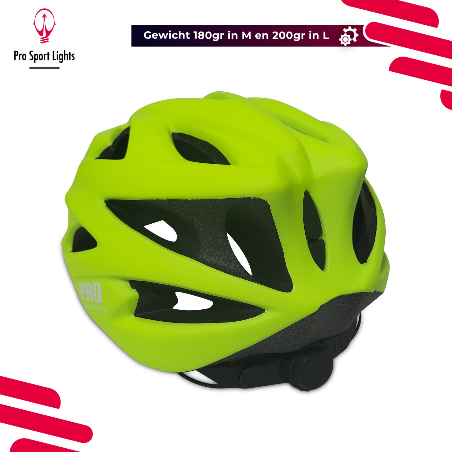 Fietshelm Pro Sport Lights Heren/Dames Flashy Geel/Groen