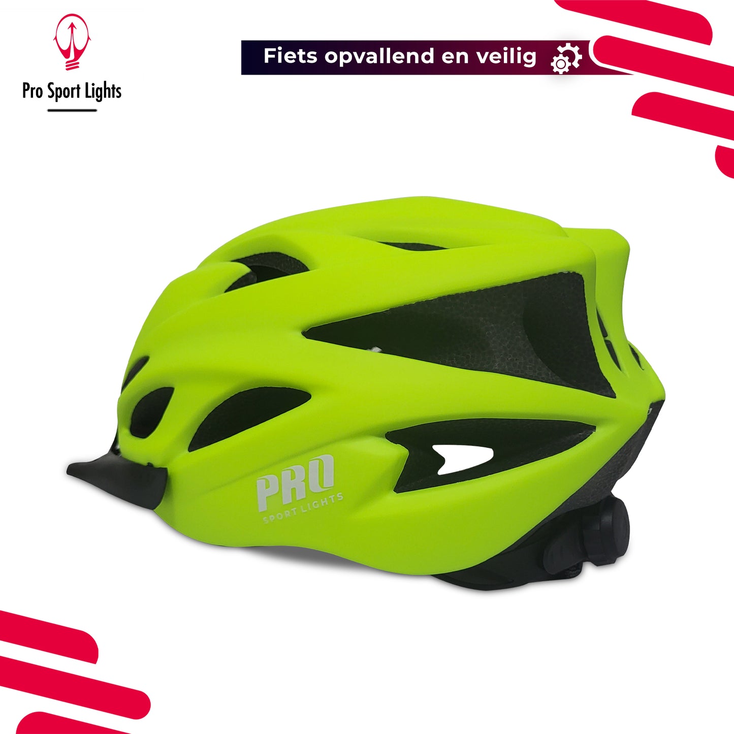 Fietshelm Pro Sport Lights Heren/Dames Flashy Geel/Groen