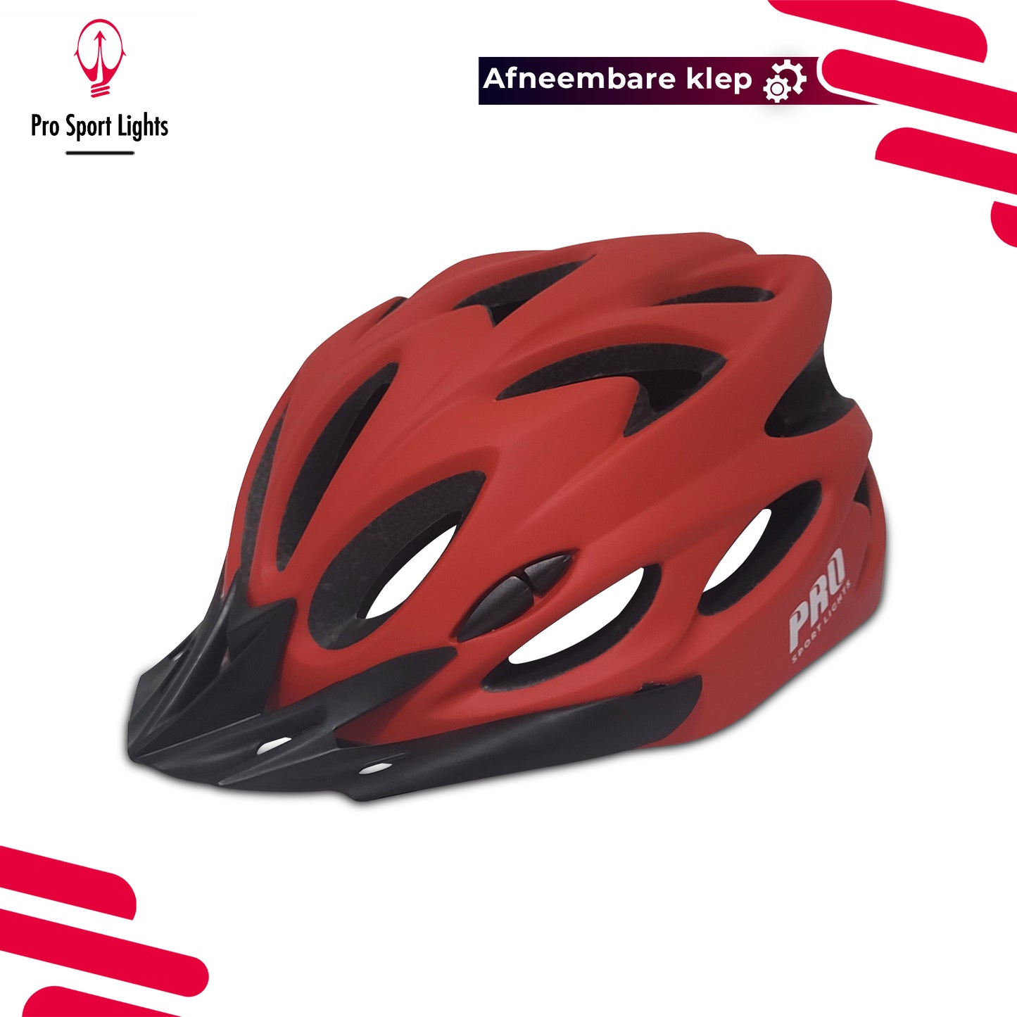 Pro Sport Lights Fietshelm Mat rood