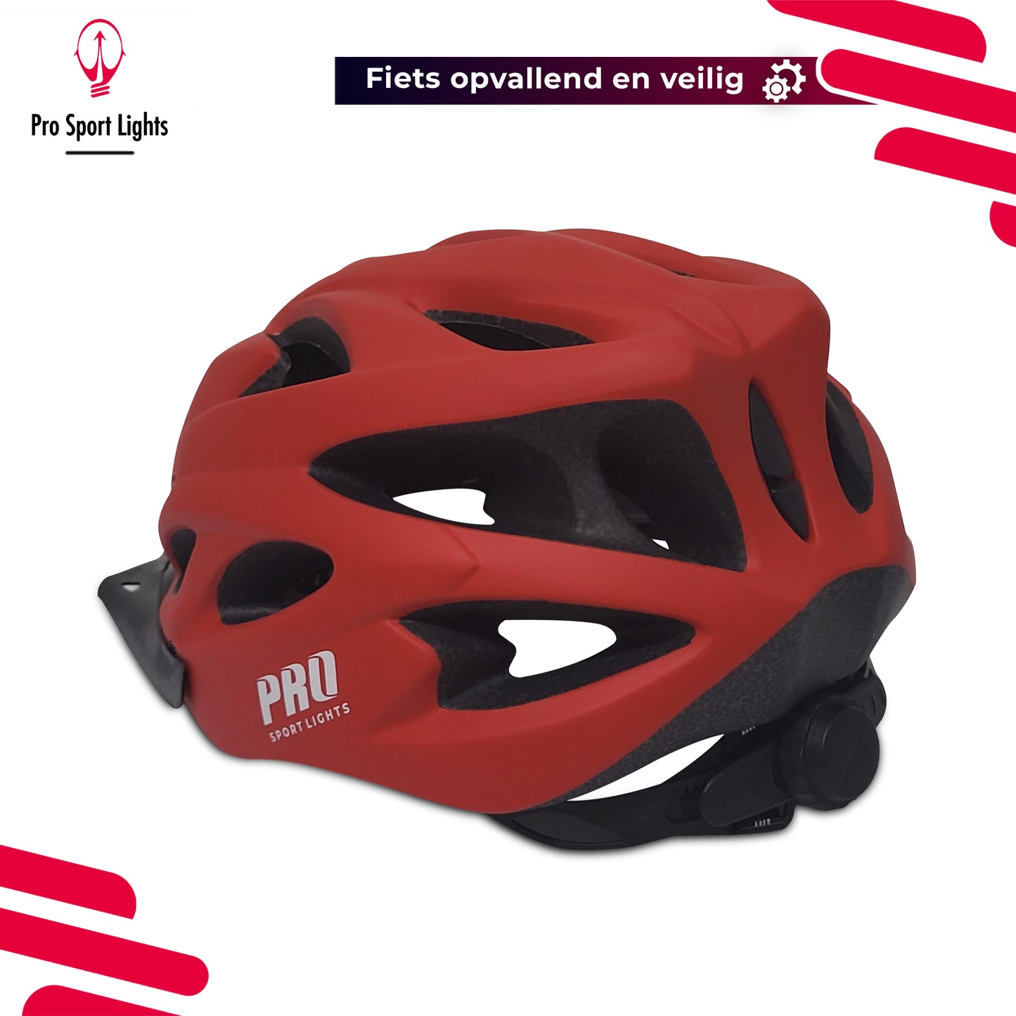 Pro Sport Lights Fietshelm Mat rood
