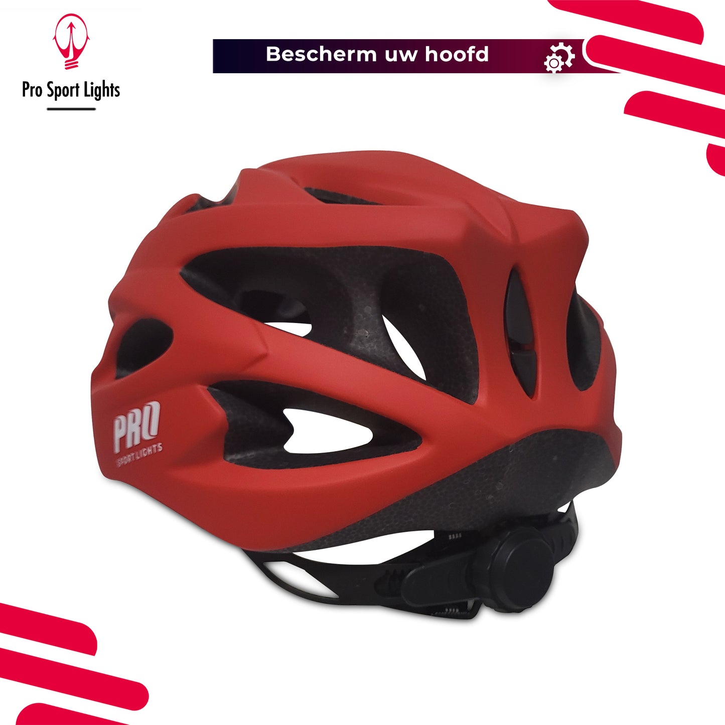 Pro Sport Lights Fietshelm Mat rood