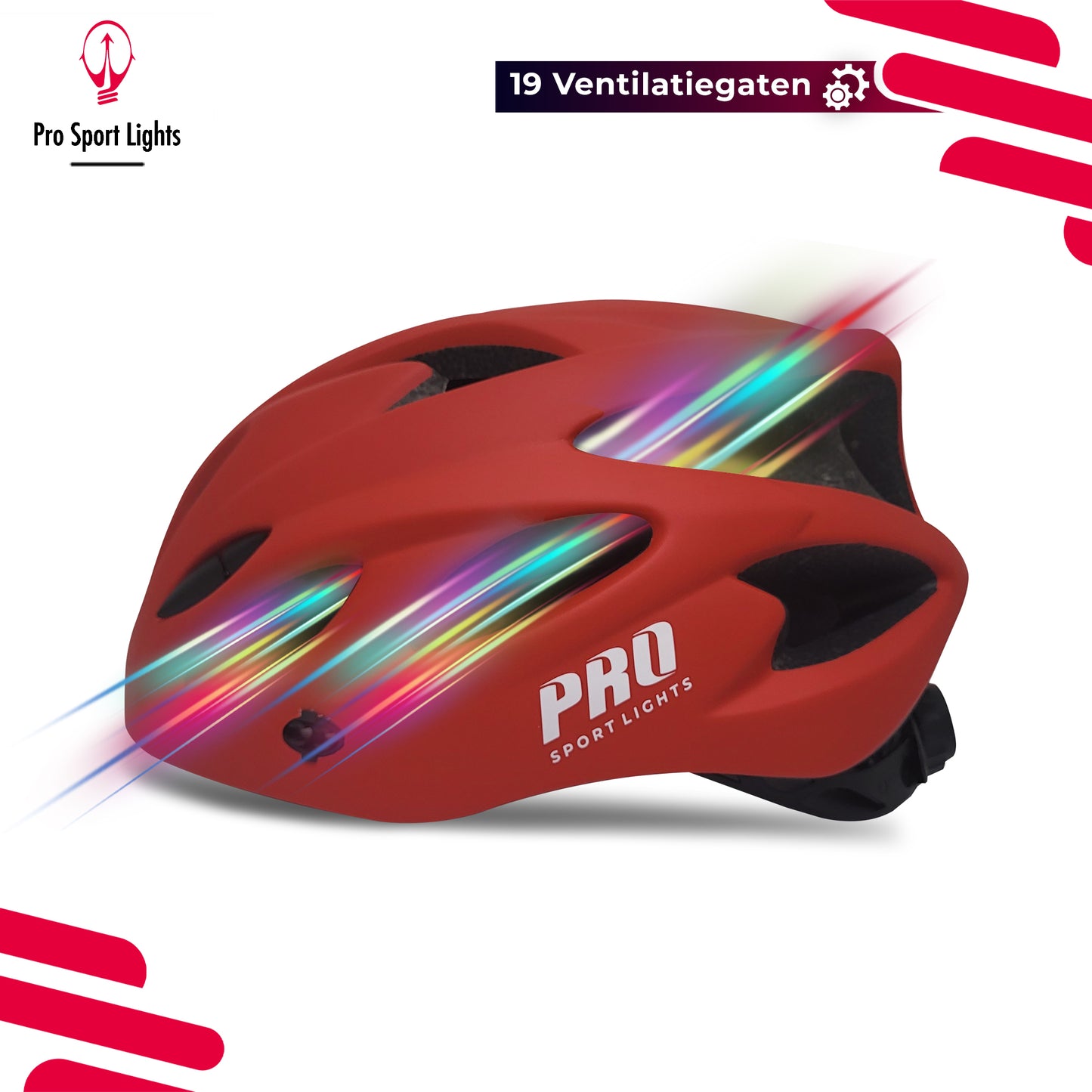 Pro Sport Lights Fietshelm Mat rood