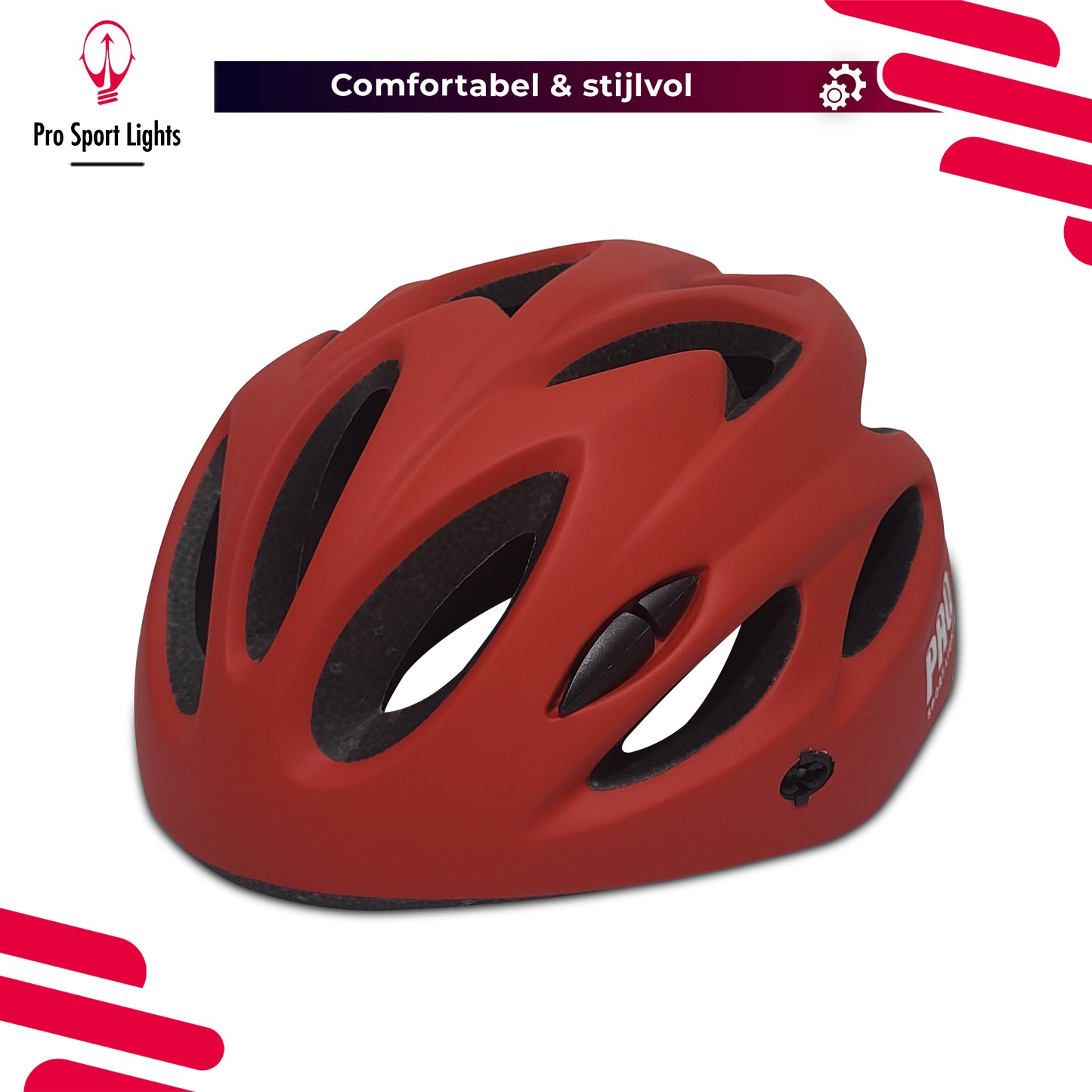 Pro Sport Lights Fietshelm Mat rood