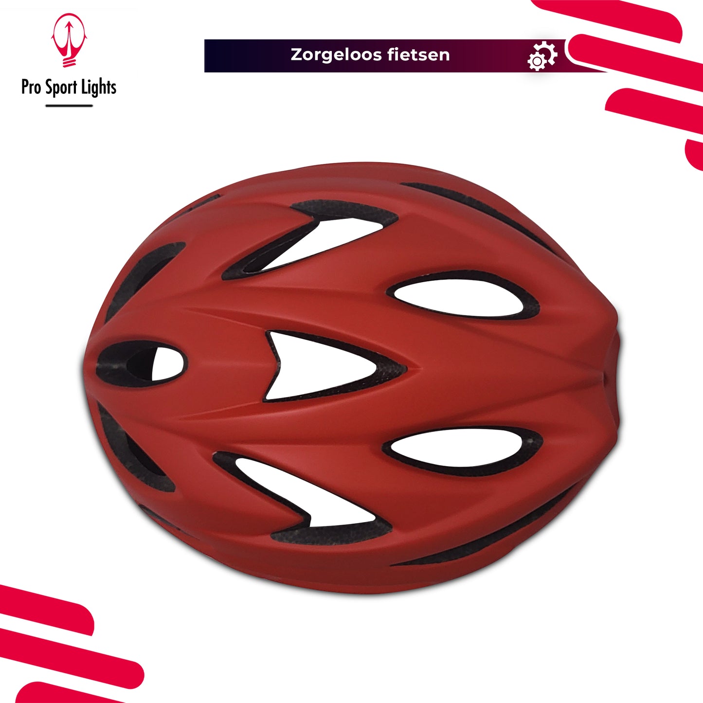 Pro Sport Lights Fietshelm Mat rood