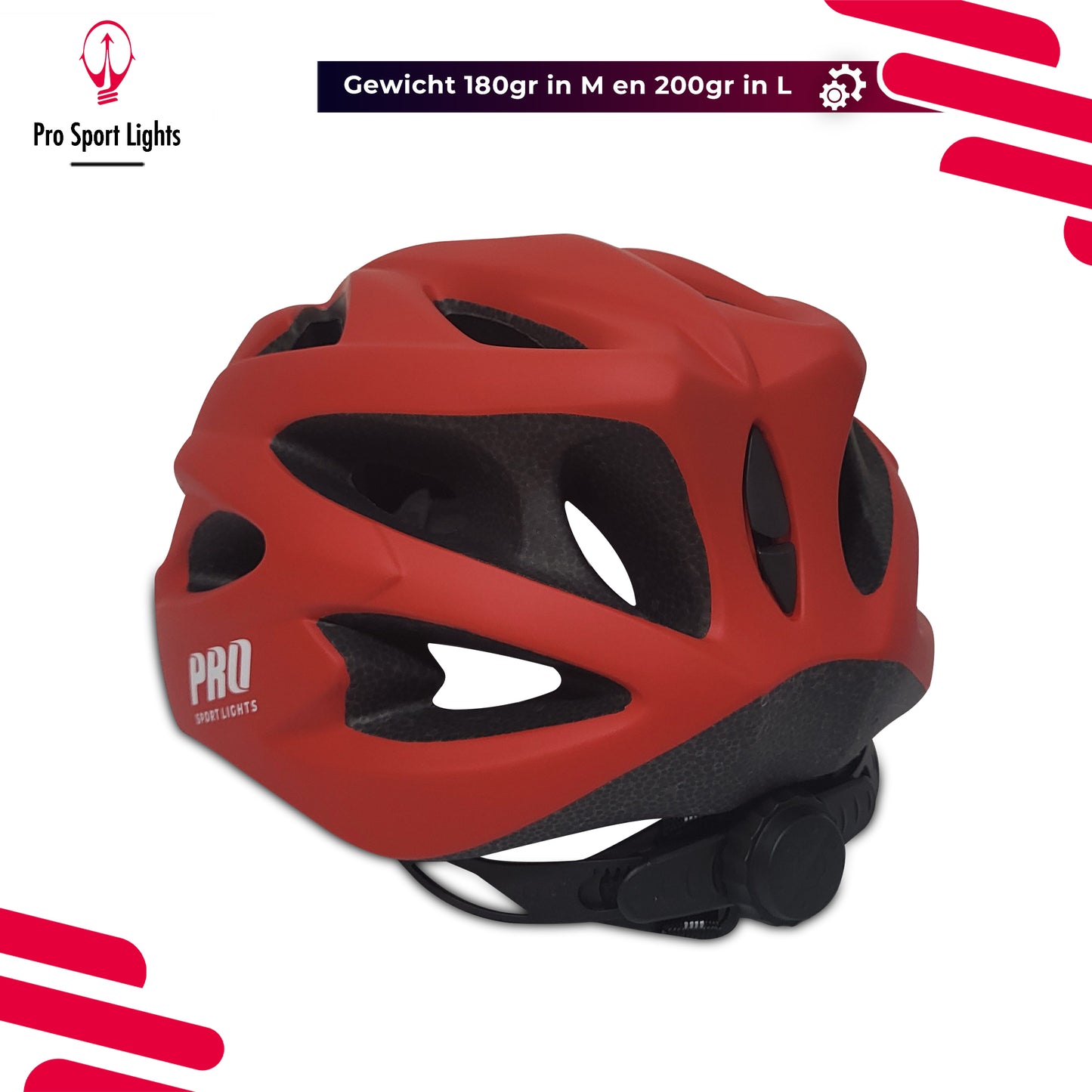 Pro Sport Lights Fietshelm Mat rood