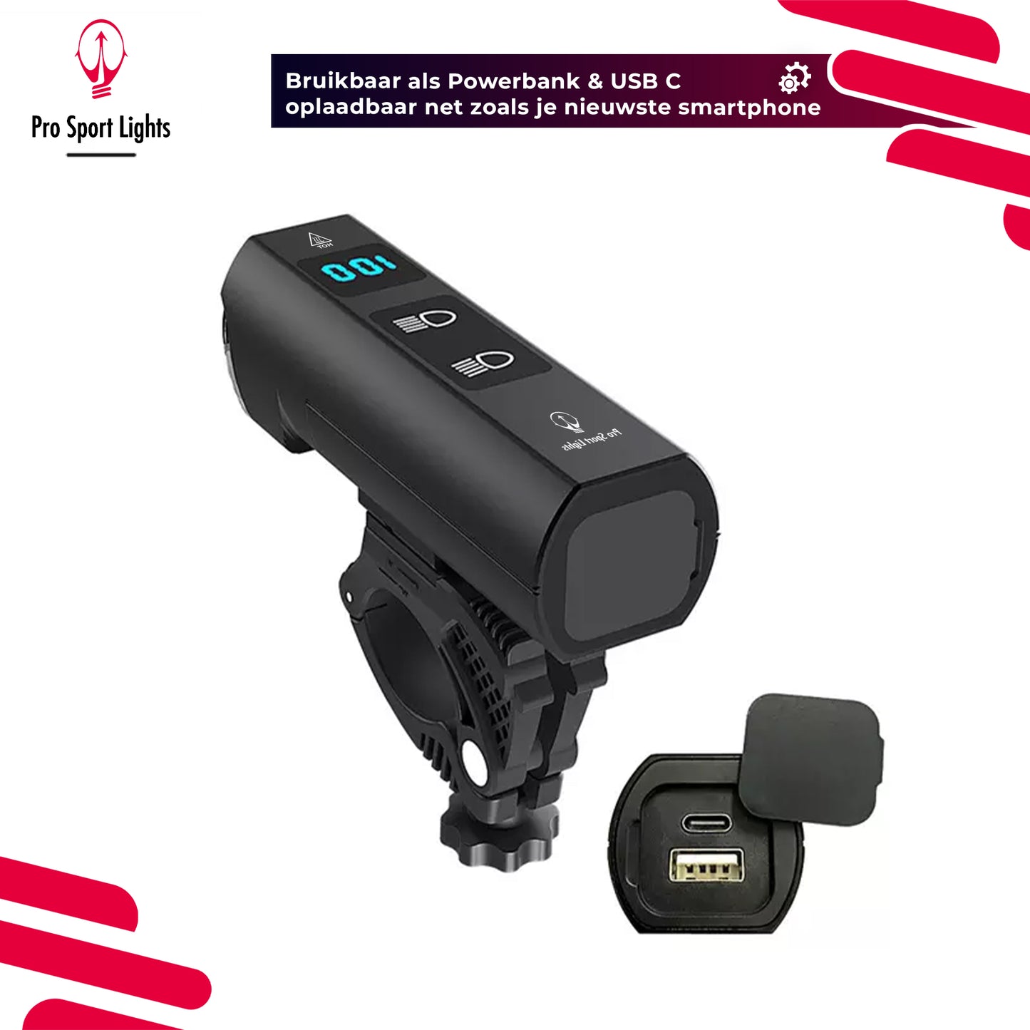 Fietsverlichting Micro USB Oplaadbaar