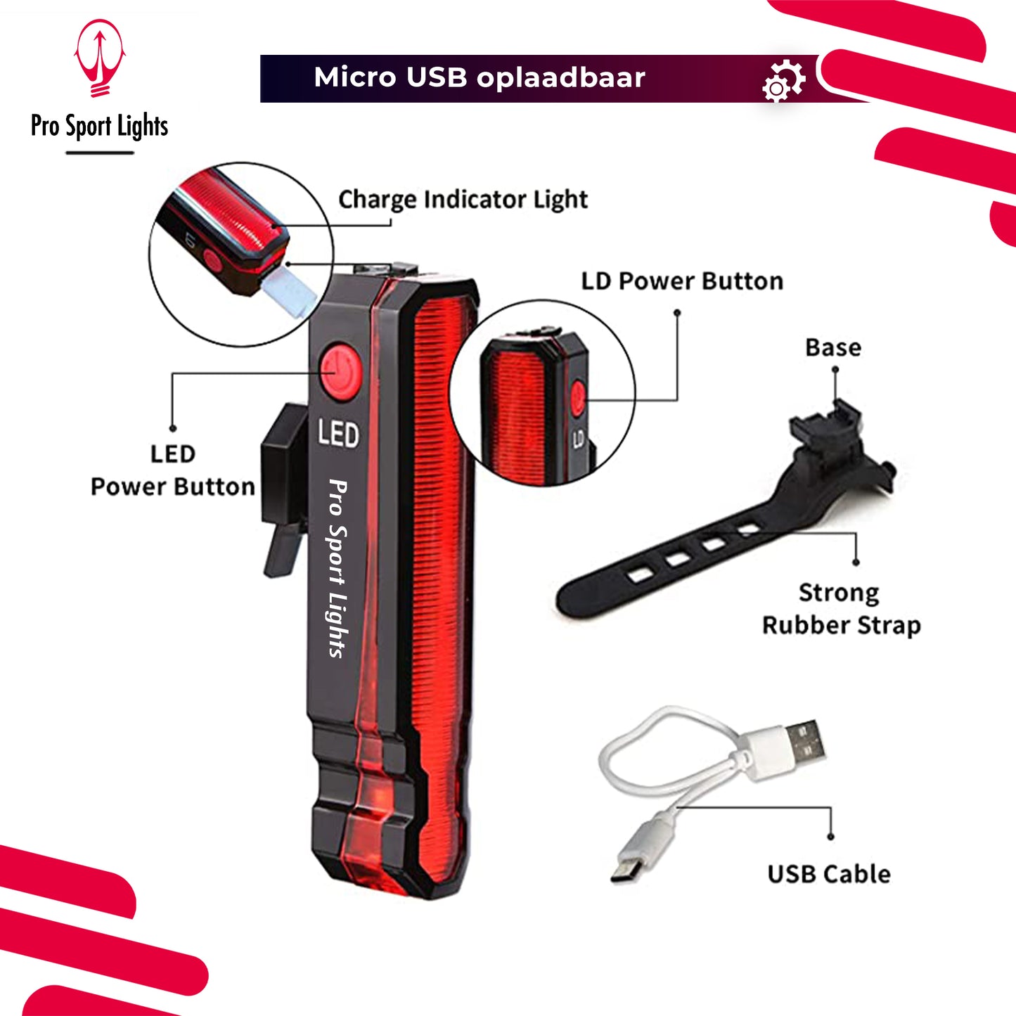 Rood Polyline Pro Sport Lights achterlicht