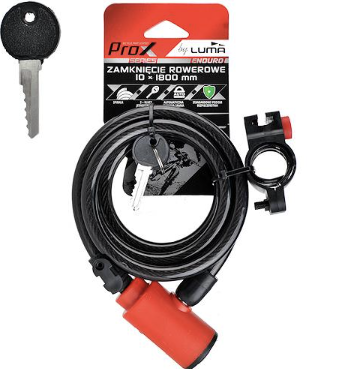 Fietsslot ProX Spiraalslot - rood - 180cm