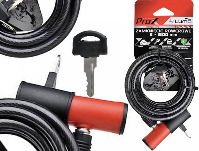 Fietsslot ProX Spiraalslot - rood - 150cm