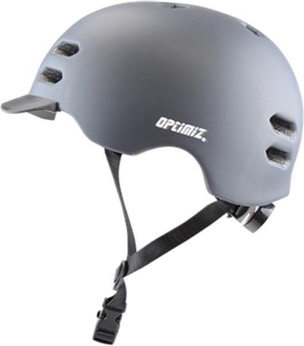 Fietshelm Volwassenen Optimiz - 58/61cm - Anthracite - Fietsverlichting Achterlicht