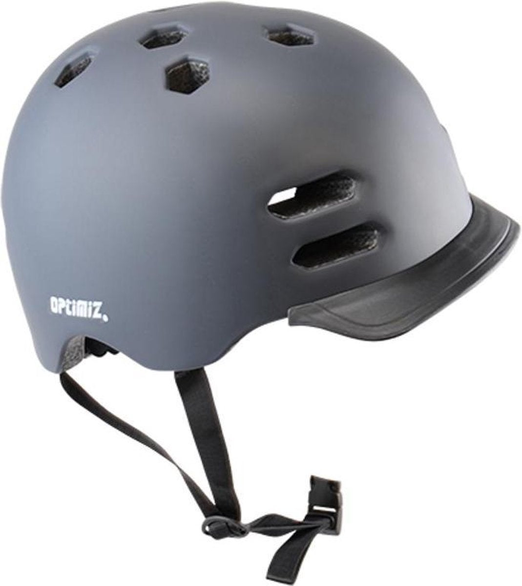 Fietshelm Volwassenen Optimiz - 58/61cm - Anthracite - Fietsverlichting Achterlicht