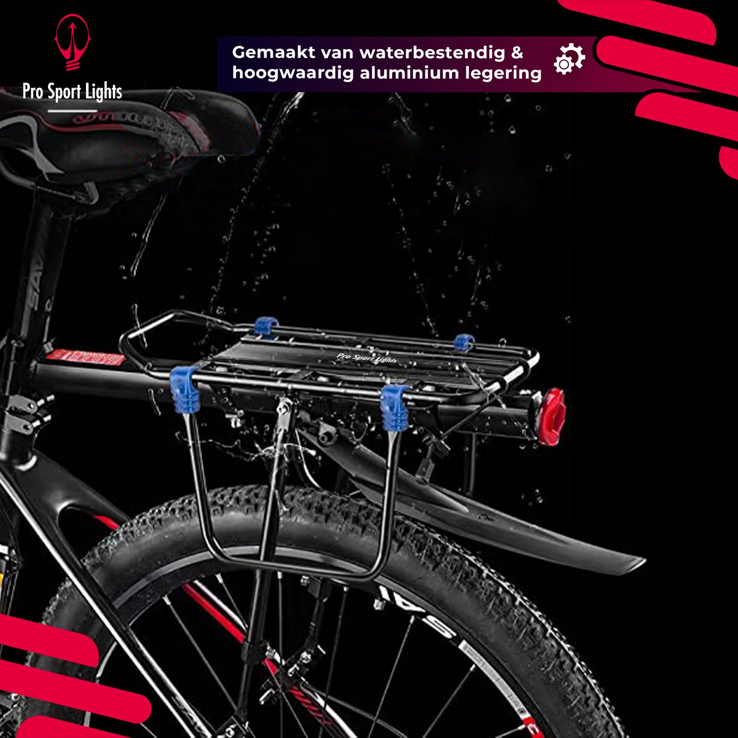Pro Sport Lights Fiets Bagagedrager en spatbord met QR - MTB/Racefiets