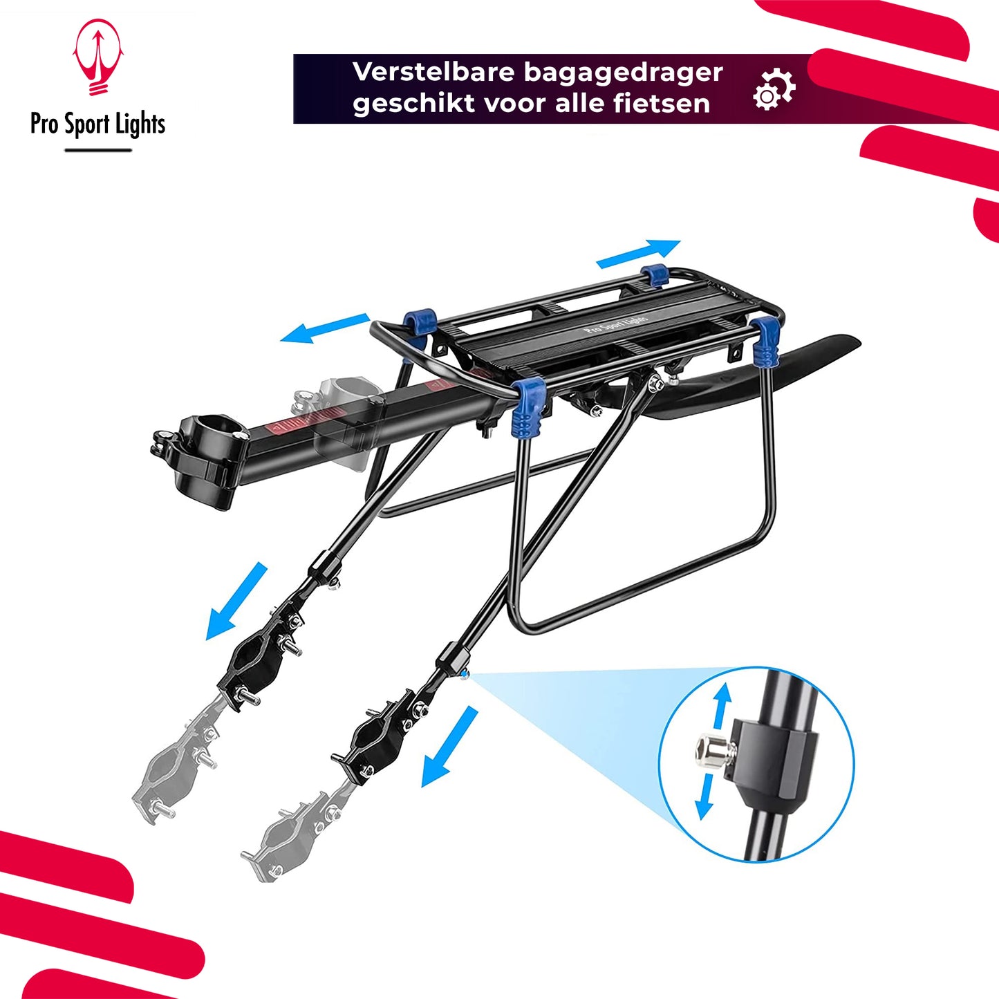 Pro Sport Lights Fiets Bagagedrager en spatbord met QR - MTB/Racefiets