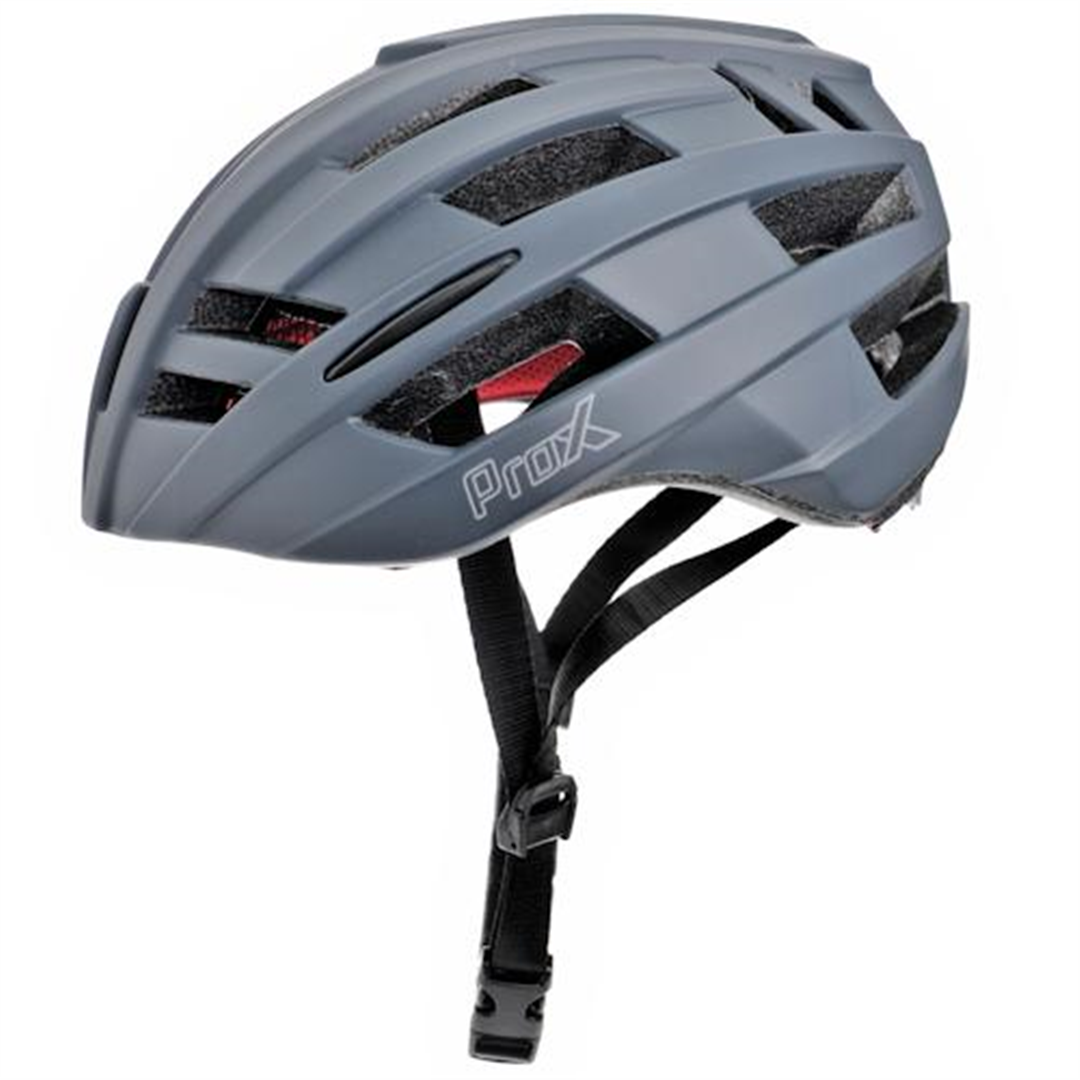 Casque de vélo adultes ProX avec lumière - 52-58cm - Bleu Gris Mat