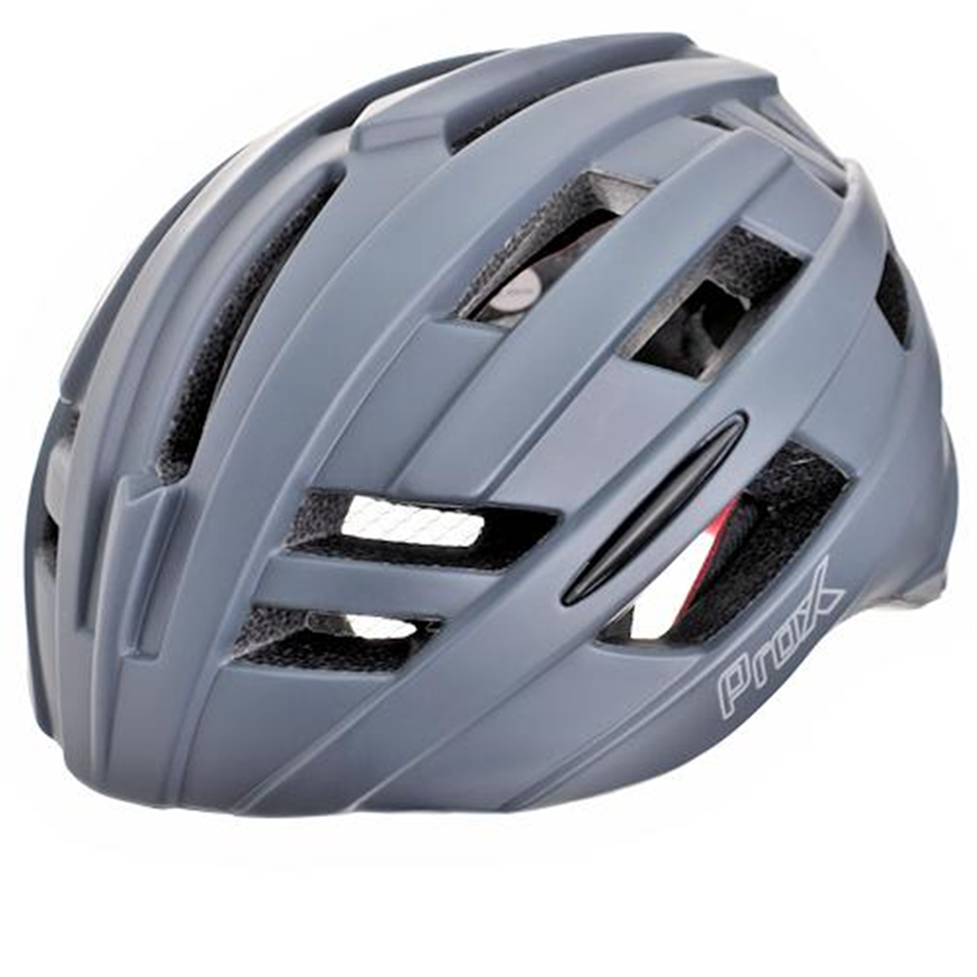 Casque de vélo adultes ProX avec lumière - 52-58cm - Bleu Gris Mat