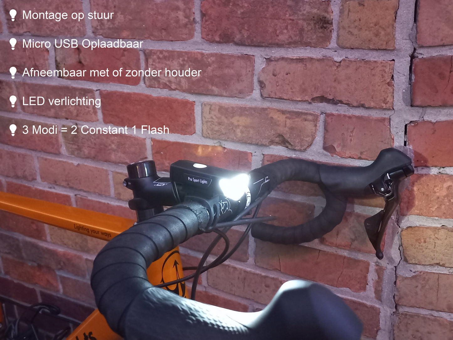 Pro Sport Lights voorlicht Compact led oplaadbaar zwart