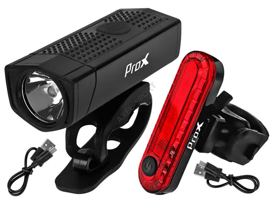 ProX LED Bicycle Light Set - Front Light 300 Lumen and Rear Light