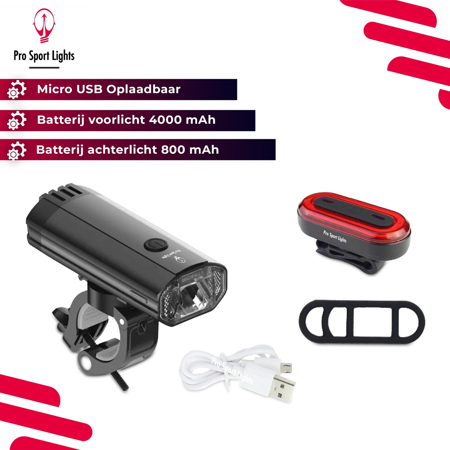 Fietsverlichting USB Oplaadbaar Pro Sport Lights 1200 Lumen