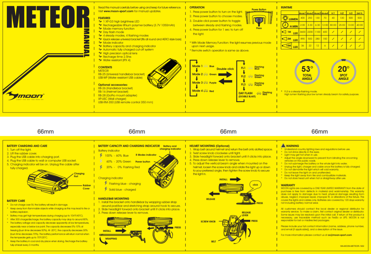 400 - 500 Lumen Fietsverlichting LED vooraan