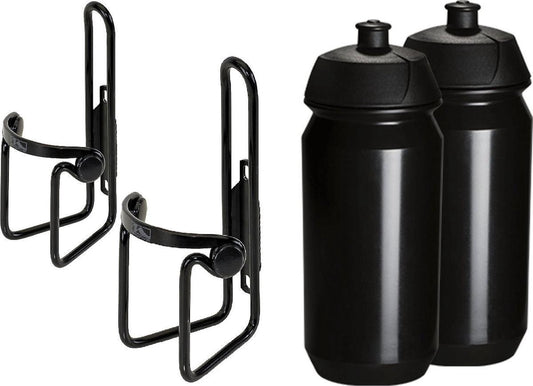 2x Tacx Shiva Bidon - 2x M-wave Bidonhouder