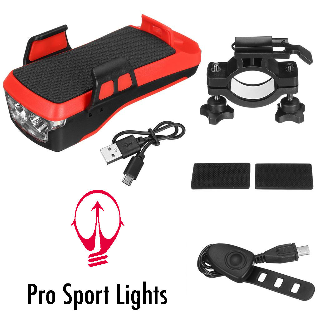 550Lumen - Telefoonhouder fiets met Powerbank - Fietslicht USB Oplaadbaar - met hoorn