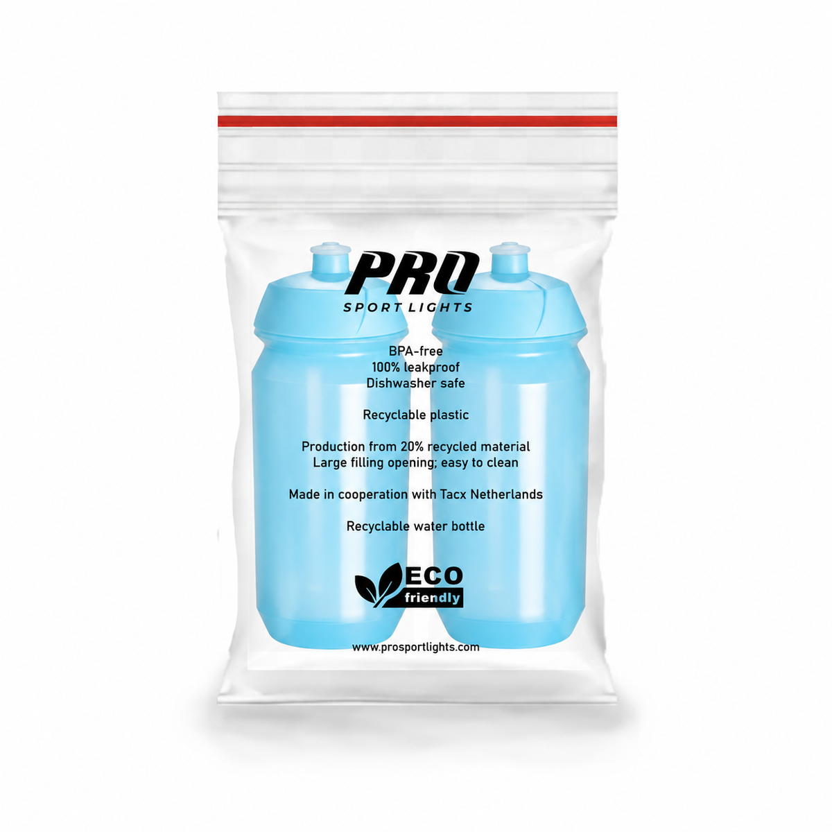 2 x Bidon Pro Sport Lights - 500 ml - Transparant Blauw Kopen Online