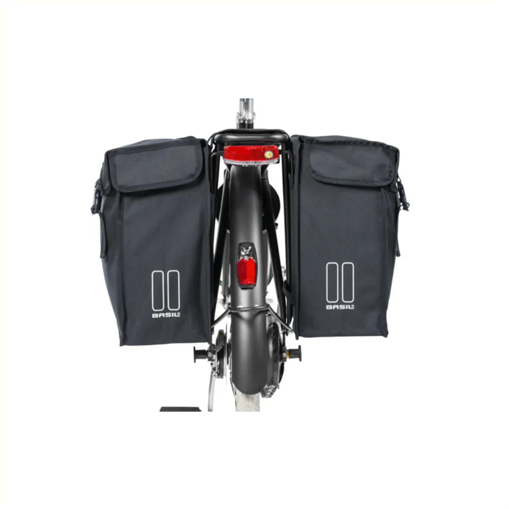 Dubbele Fietstas 47L Basil Mara XXL Zwart met Reflectoren E-Bike Stadsfiets Kopen Online