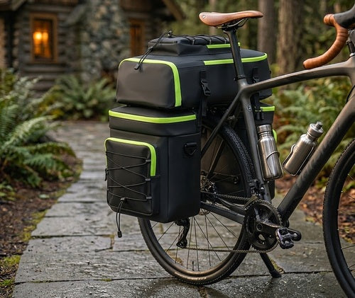 Dubbele Fietstas 53 Liter Fietstassen met Regenhoes Zwart Stadsfiets E-Bike Kopen Online