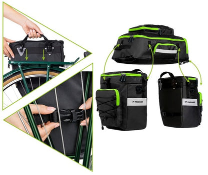 3-in-1-pyörälaukut sadesuojalla – musta, 53 l