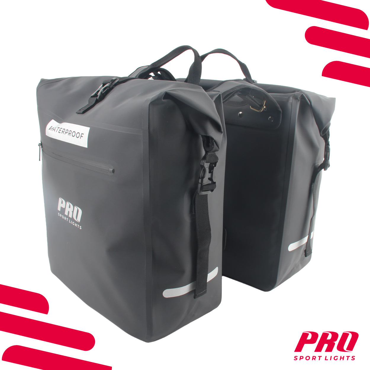 Dubbele Fietstas 58 Liter Zwart Met Reflectoren 100% Waterdicht Electrische Fietsen Kopen Online