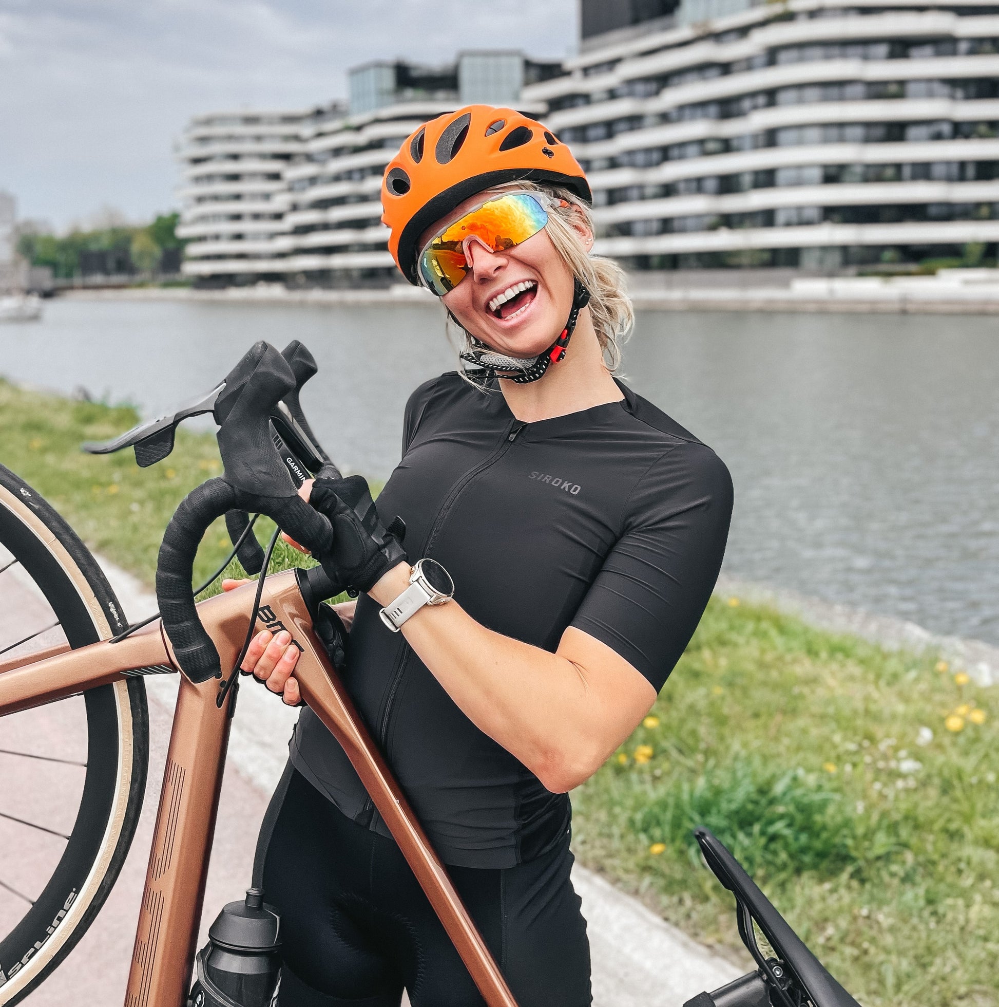 Casque de vélo Pro Sport Lights Femme/Homme Adultes Orange