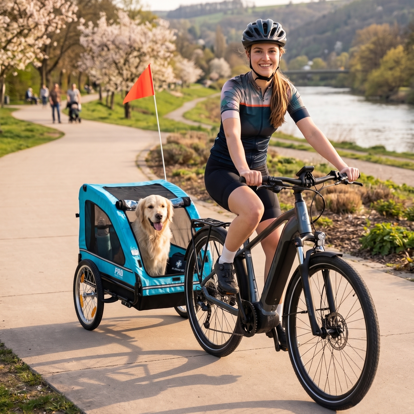 Hondenfietskar Blauw – Stevige Fietskar voor Honden met Reflectoren – Hondenkar tot 30 kg kopen online