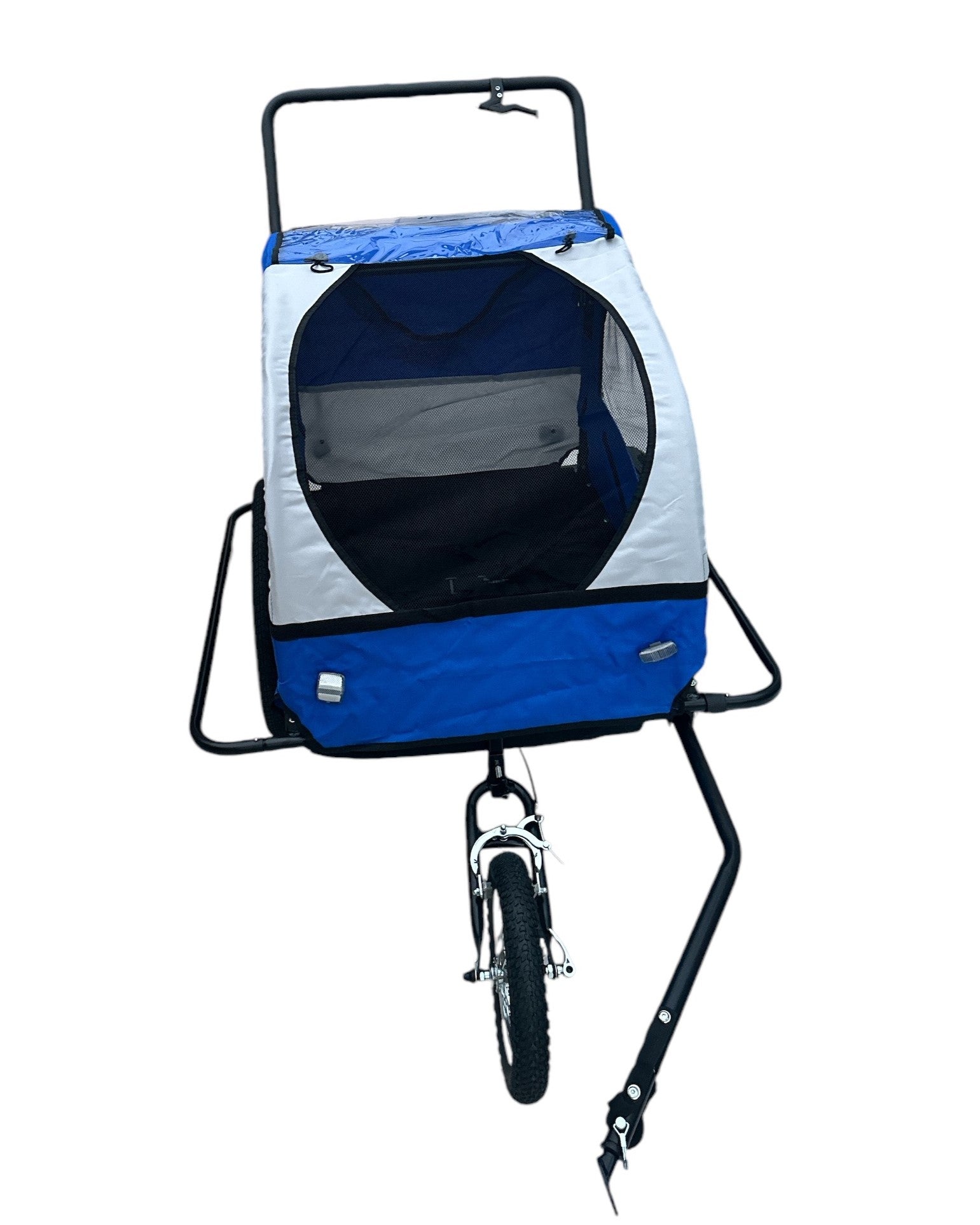 Kinderfietskar Aanhanger en Wandelwagen Fietskar Voor Kinderen Met Rem  - Blauw/Wit kopen online