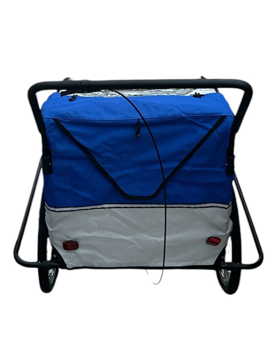 Kinderfietskar Aanhanger en Wandelwagen Fietskar Voor Kinderen Met Rem  - Blauw/Wit kopen online