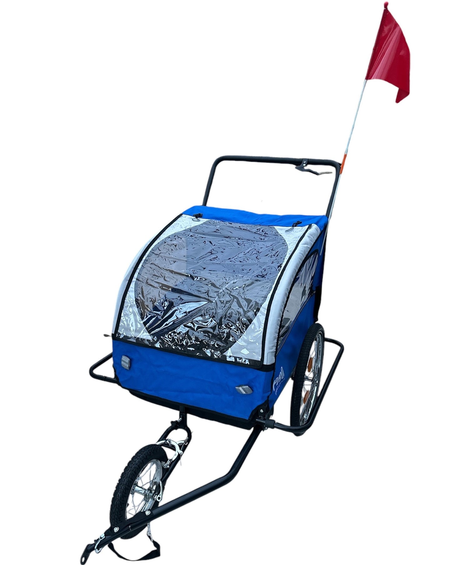 Kinderfietskar Aanhanger en Wandelwagen Fietskar Voor Kinderen Met Rem  - Blauw/Wit kopen online
