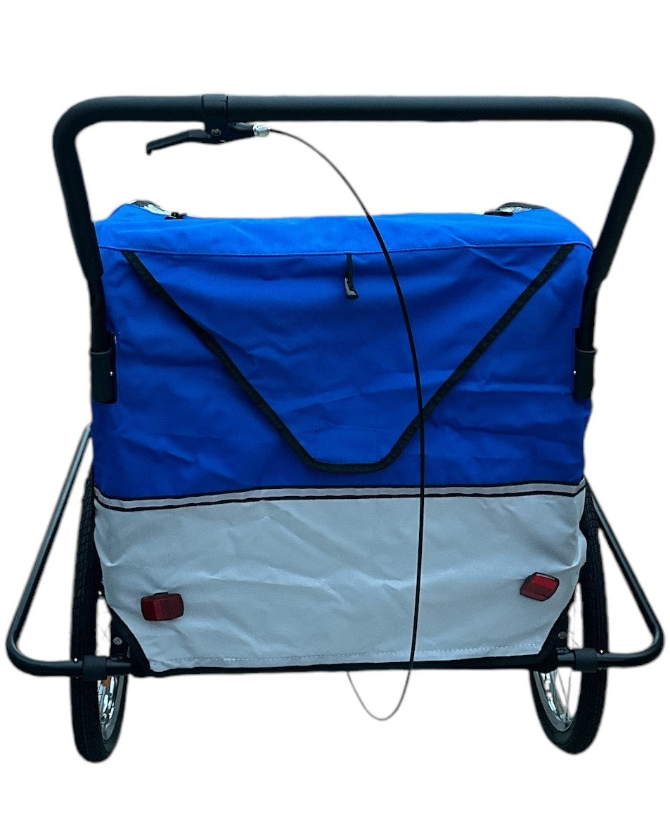 Kinderfietskar Aanhanger en Wandelwagen Fietskar Voor Kinderen Met Rem  - Blauw/Wit kopen online