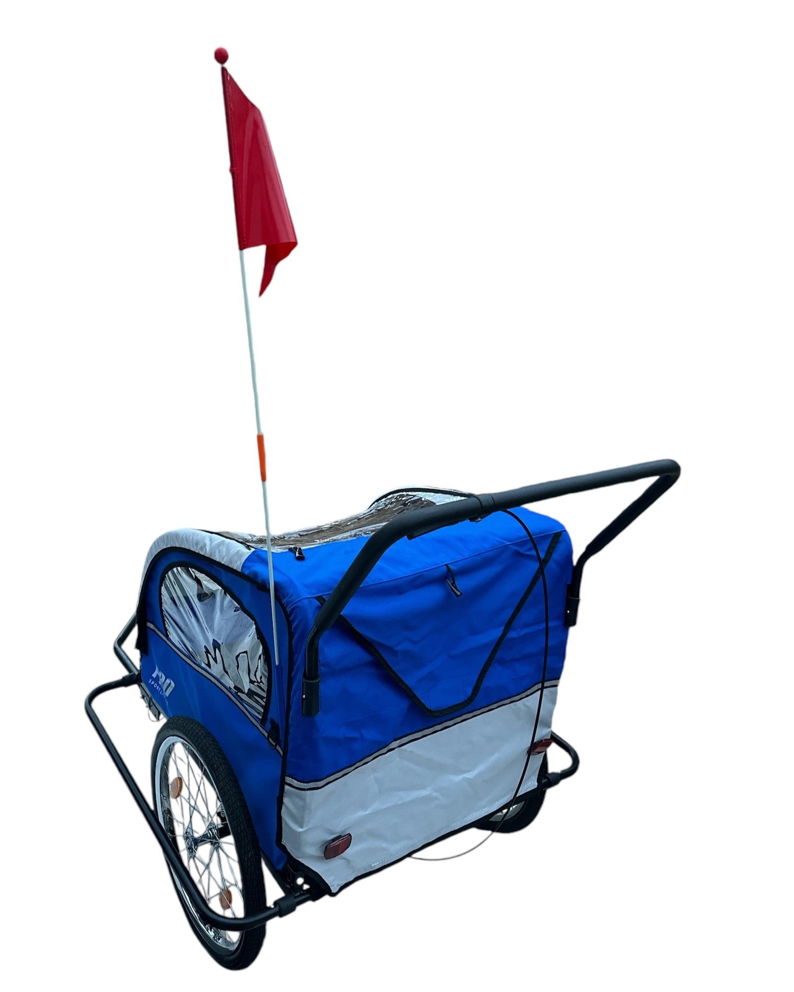 Kinderfietskar Aanhanger en Wandelwagen Fietskar Voor Kinderen Met Rem  - Blauw/Wit kopen online