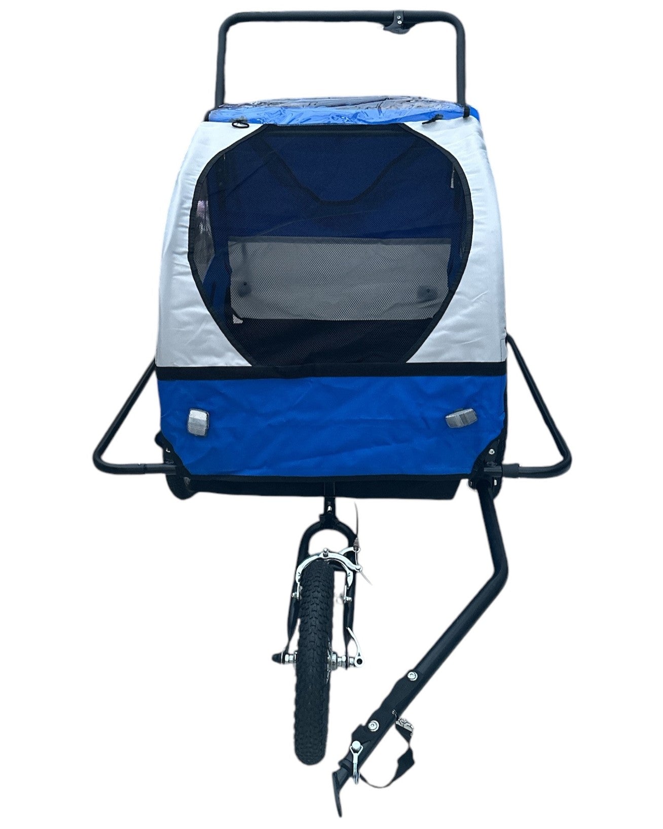 Kinderfietskar Aanhanger en Wandelwagen Fietskar Voor Kinderen Met Rem  - Blauw/Wit kopen online