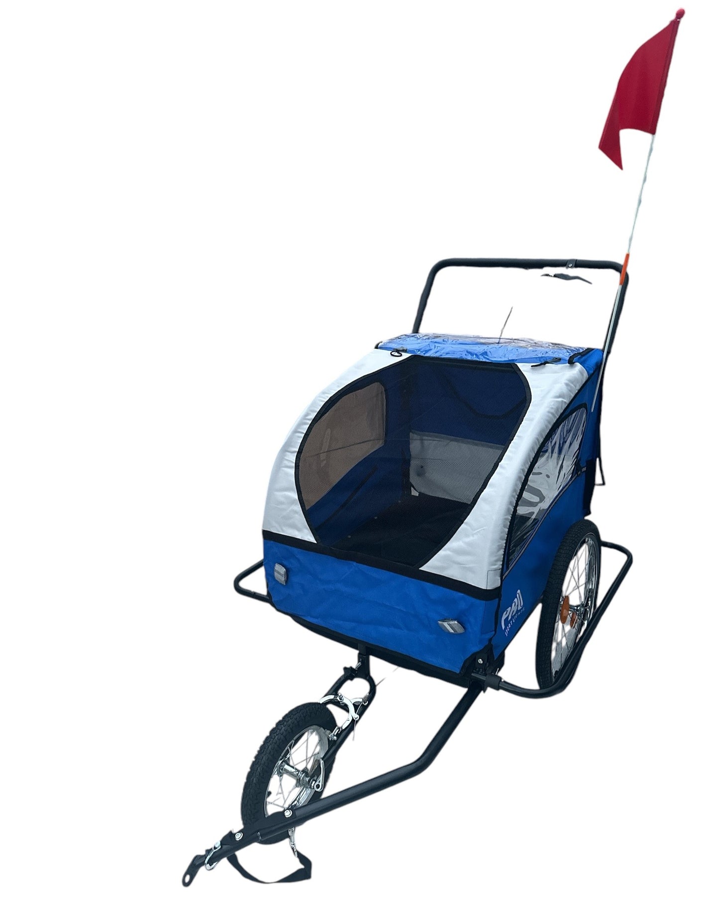 Kinderfietskar Aanhanger en Wandelwagen Fietskar Voor Kinderen Met Rem  - Blauw/Wit kopen online