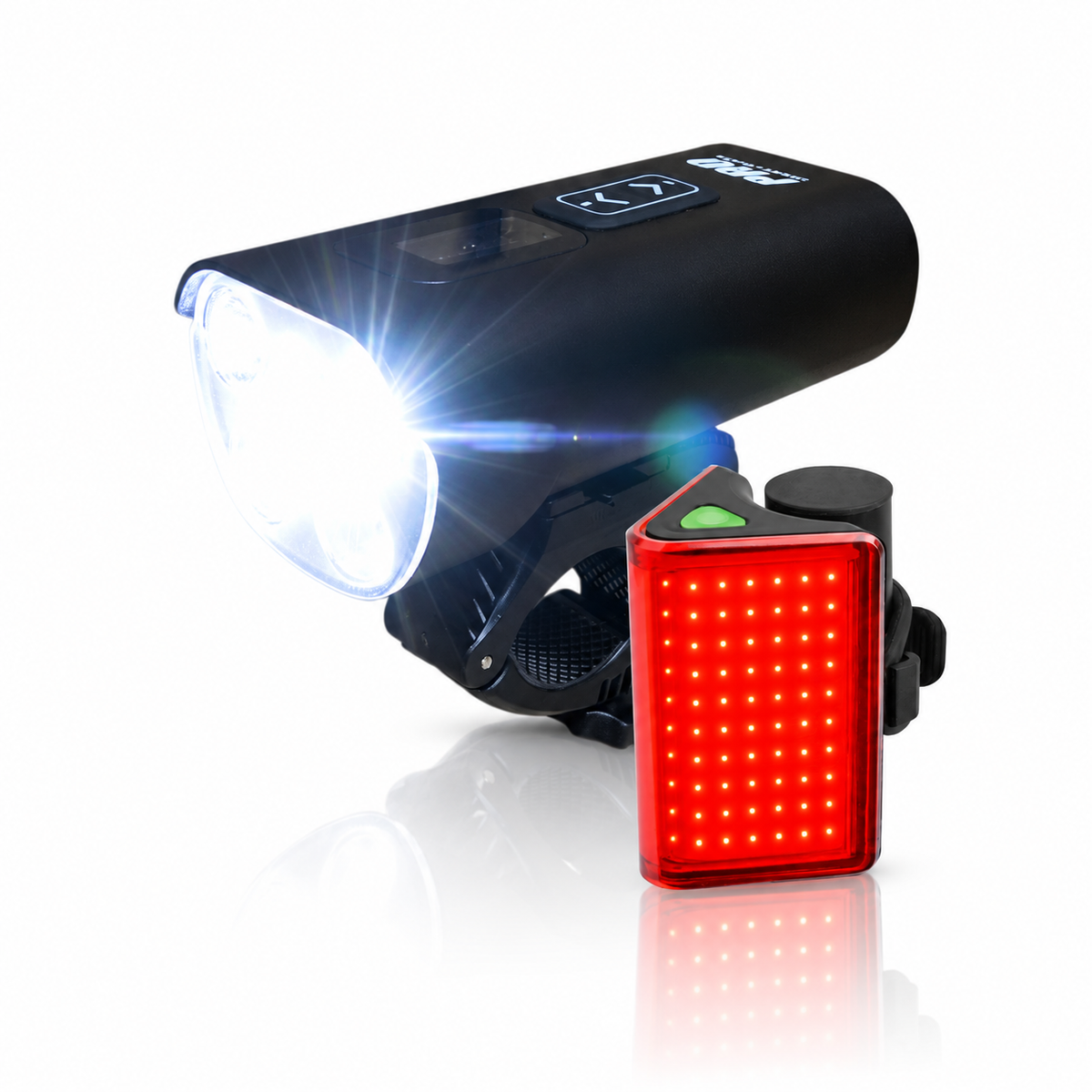 Set luci bici USB ricaricabili 2200 + 300 Lumen