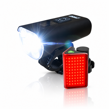 Set luci bici USB ricaricabili 2200 + 300 Lumen